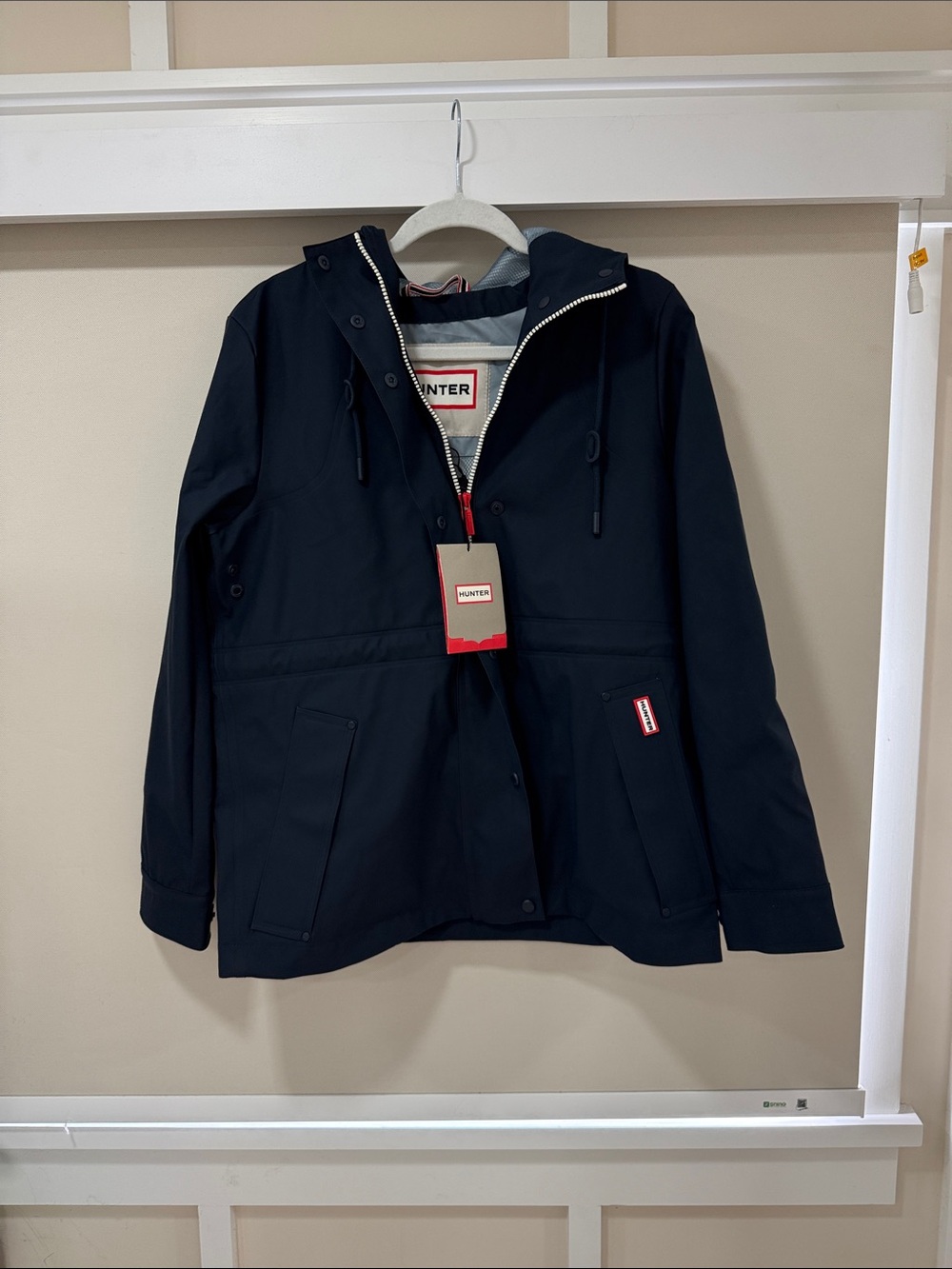 Hunter Navy Hooded Raincoat